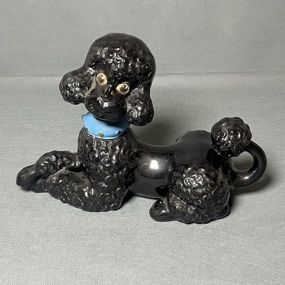 Vintage Large Black Poodle Ceramic Atlantic Mold Pottery Dog Figure-Retro-MCM - Picture 1 of 16